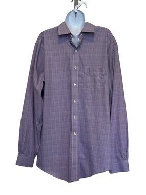 Preppy Wallstreet-vibe Business Brooks Bros. Purple/White Plaid Shirt Men 17-36